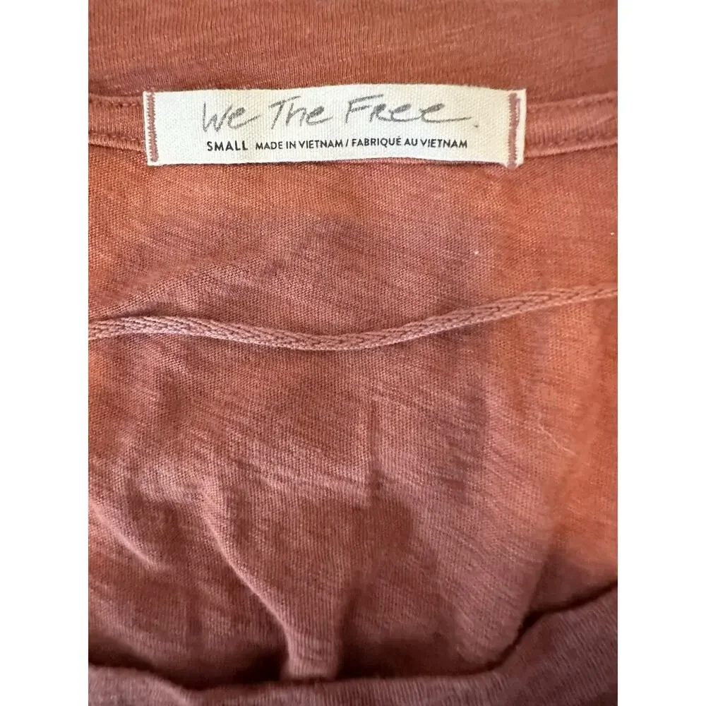 We The Free Oversized Long sleeve Light Weight Tunic With Slit Rust Small Boho